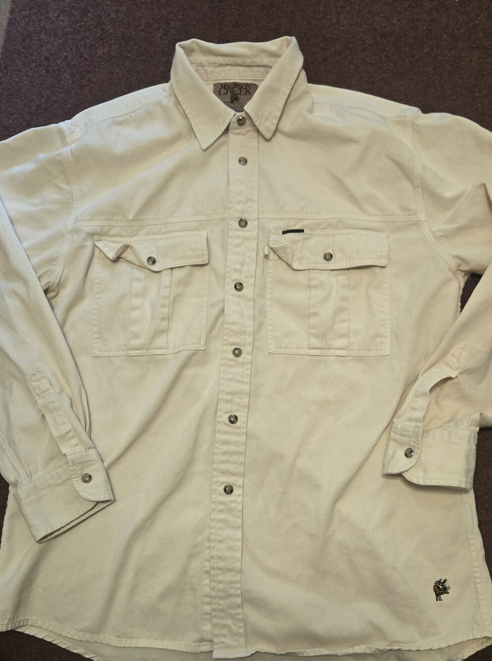 Madison Creek Outfitters Pearl Snap Shirt  Cotton Mens Size Medium Cream Color